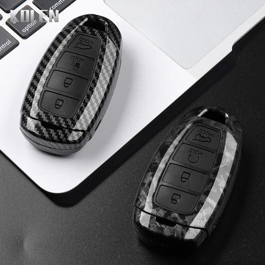 Kolen ABS Carbon Fiber Style Car Key Case Cover For Hyundai i30 ix25 Elantra KONA Solaris Azera Grandeur TM Accent Santa Fe Keychain