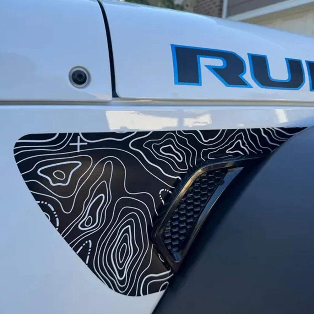 Jeep Wrangler JL / JLU & Gladiator JT Topographic Fender Vent Decal – PVC Vinyl Sticker (2018–2026)