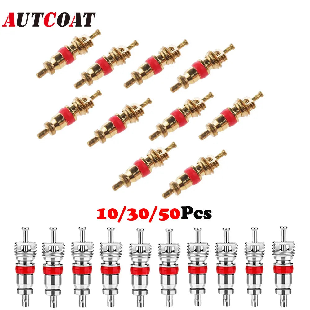 Schrader Tire Valve Cores Universal Replacement | Nickel-Plated Copper