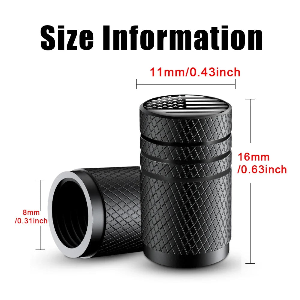 American Flag Tire Valve Caps | Aluminum Dustproof Stem Caps for Cars Trucks Motorcycles