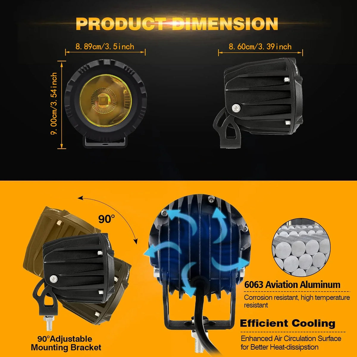 HYNBYZJ LED Motorcycle Headlight | 60W 5000LM Round Fog Lamp for Off Road ATV Truck 4x4