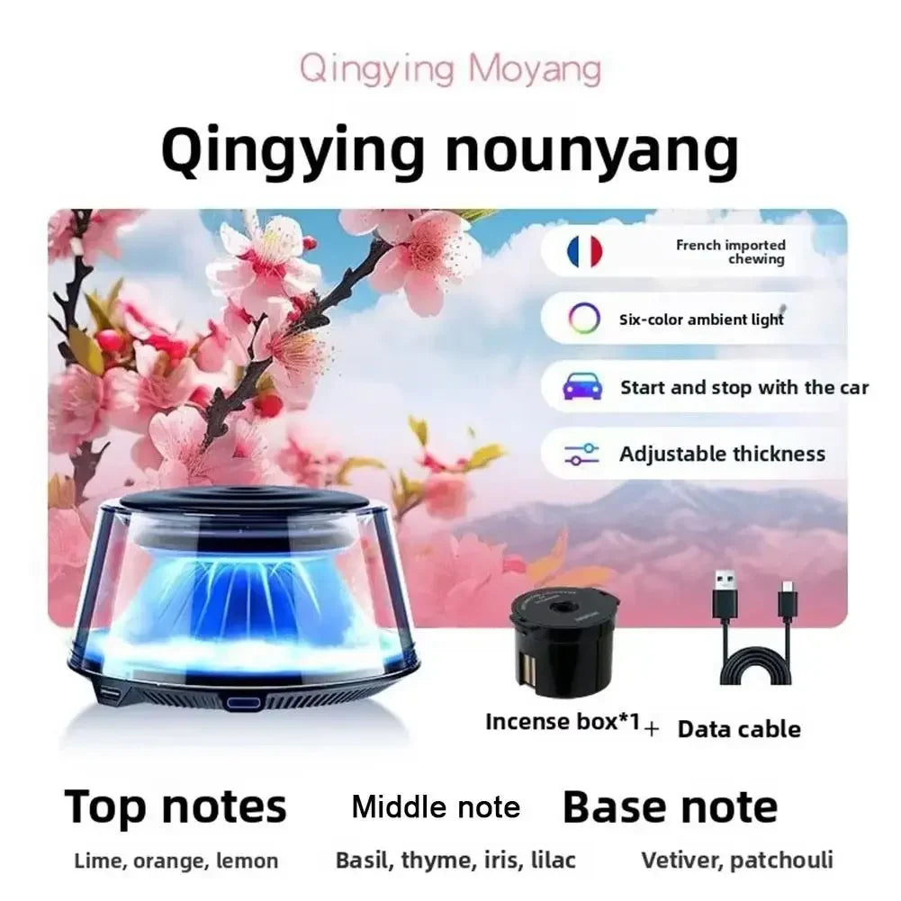 Car Fragrance Diffuser Rechargeable Mist Diffuser RGB Interior Light