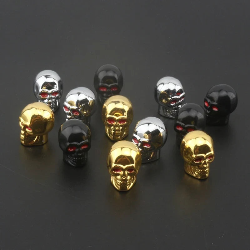 4Pcs Skull Valve Caps ABS Car Wheel Plugs | Tire Valve Covers for Cars Motorcycles