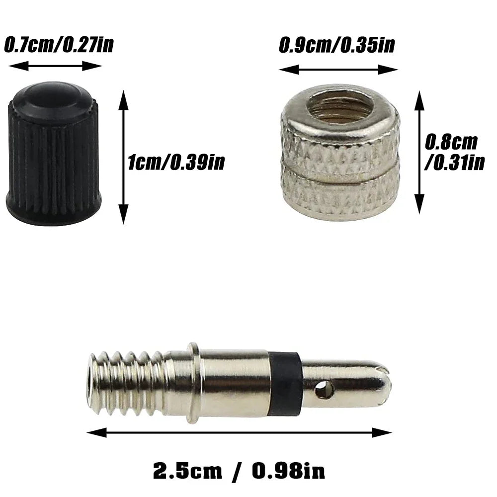 Bike Tire Valve Core Kit | Nickel Plated Brass Valve Stems