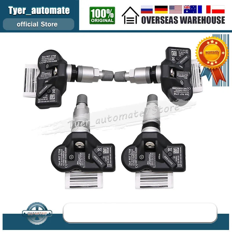4Pcs Tire Pressure Monitoring Sensor TPMS 433MHz | For Volkswagen CC Passat Tiguan