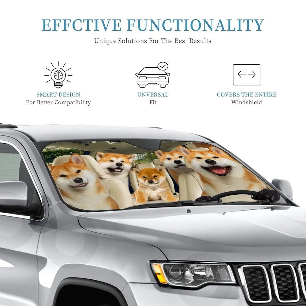 Shiba Inu Car Windshield Sun Shade, UV Blocking