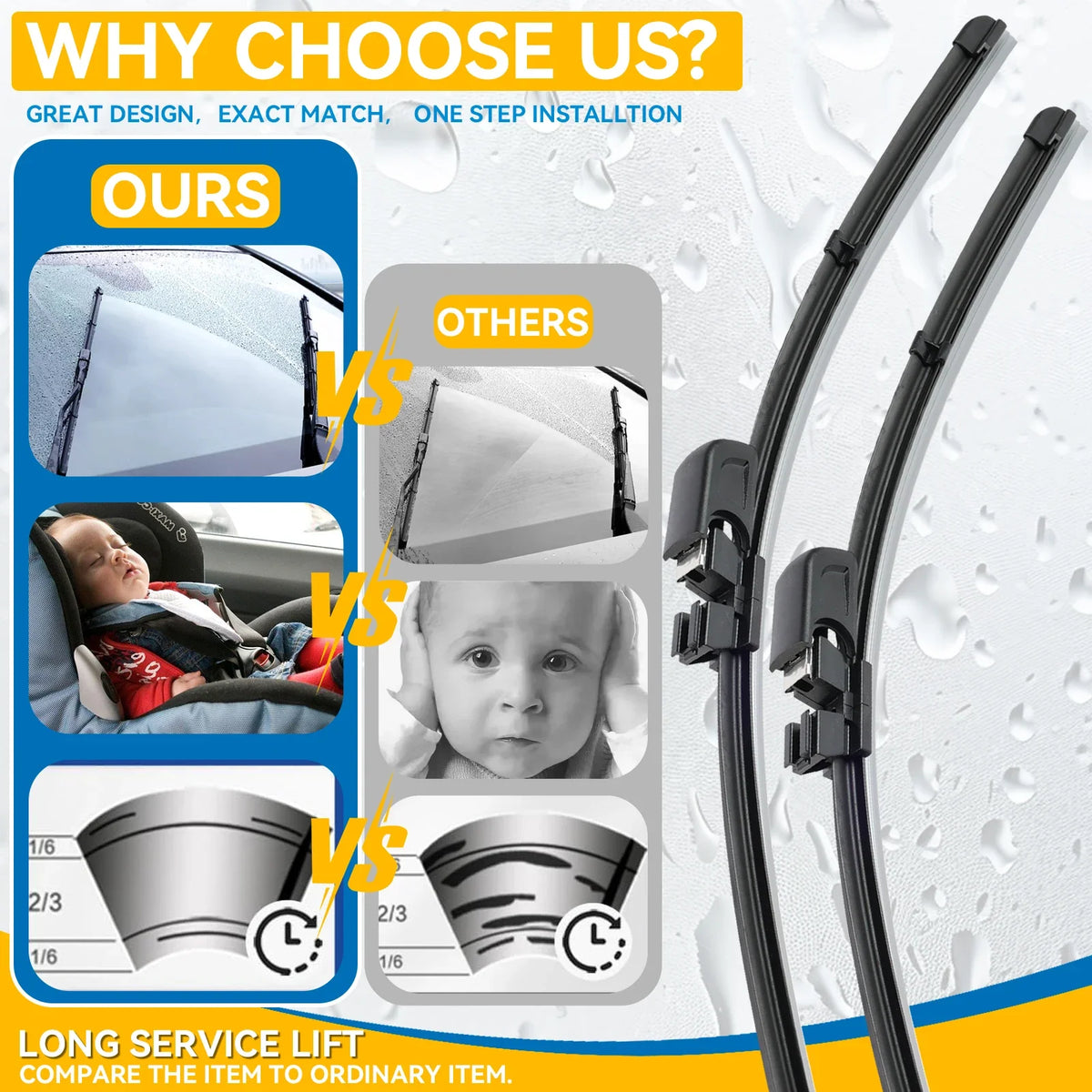 Audi A8 D3 Wiper Blades 2002-2009 | 24"+23" Front Windshield Replacement Set