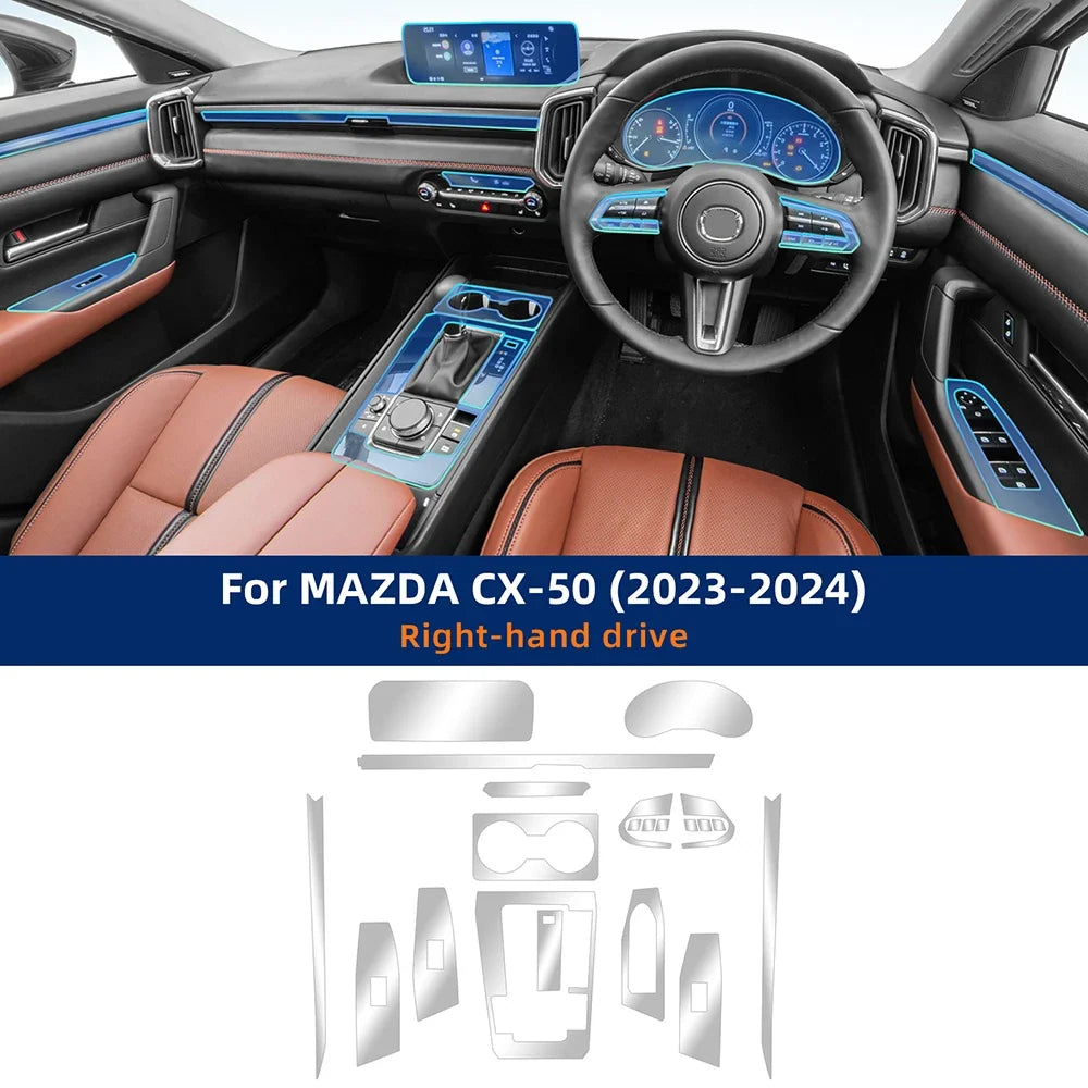 For Mazda CX-50 2023 2024 TPU Center Console Dashboard Protector Film