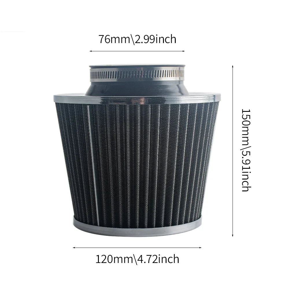 76MM 3 Inch High Flow Cold Air Intake Filter | Universal Induction Kit for Vehicles