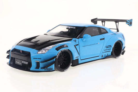 Solido 2024 Nissan GT-R (R35) W/ Liberty Walk Body Kit 2.0 Blue 1:18