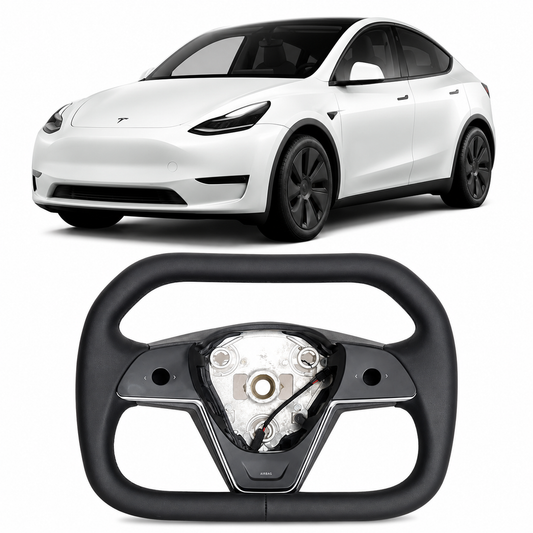Cybertruck Style Heated Full Leather Steering Wheel for Tesla Model 3 & Model Y