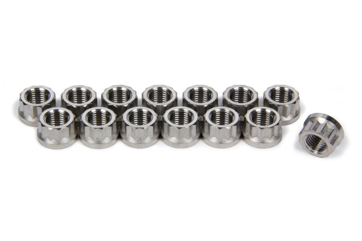 Ti22 PERFORMANCE Header Flange Nut Set 12pt Titanium 14pcs