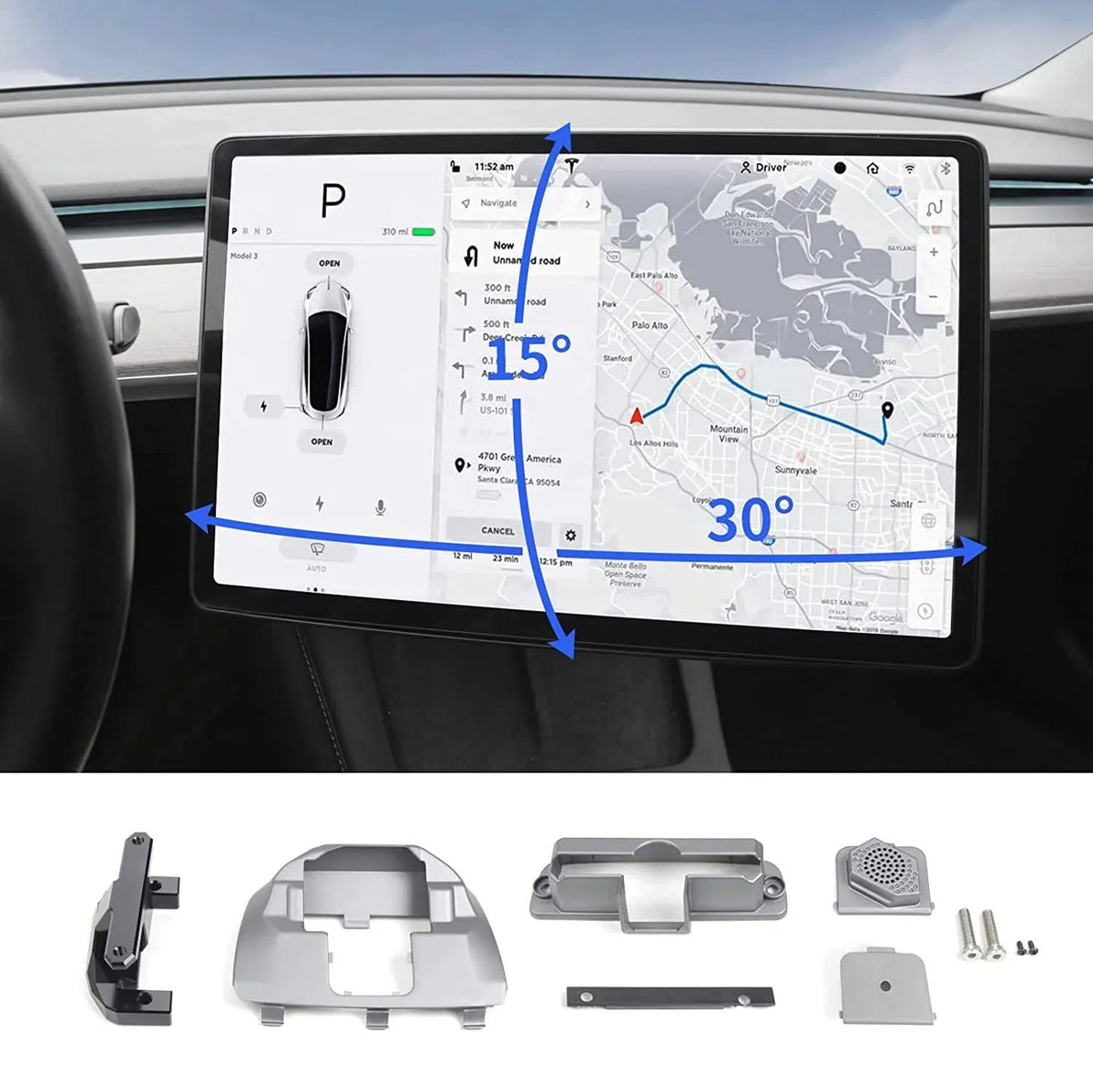 Teskay Swiveling Screen Mount Kit for Tesla Model 3/Y
