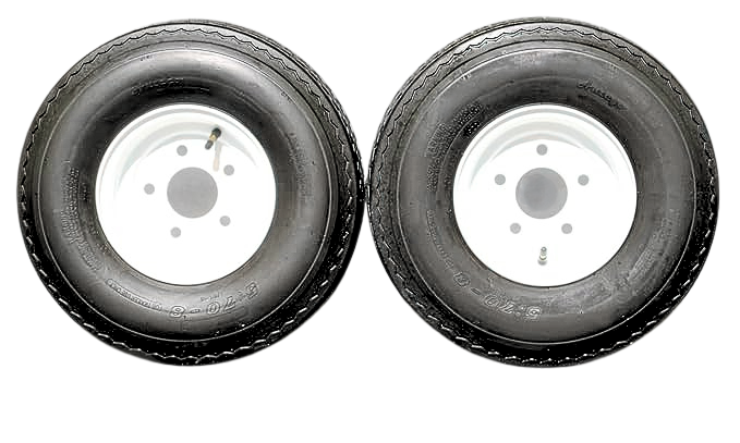 and Wheel (Set of 2) 5.70x8 Trailer Tire and Wheel Assemblies, White 5 Lug Trailer Tires and Wheels, 6 Ply, Load Range C