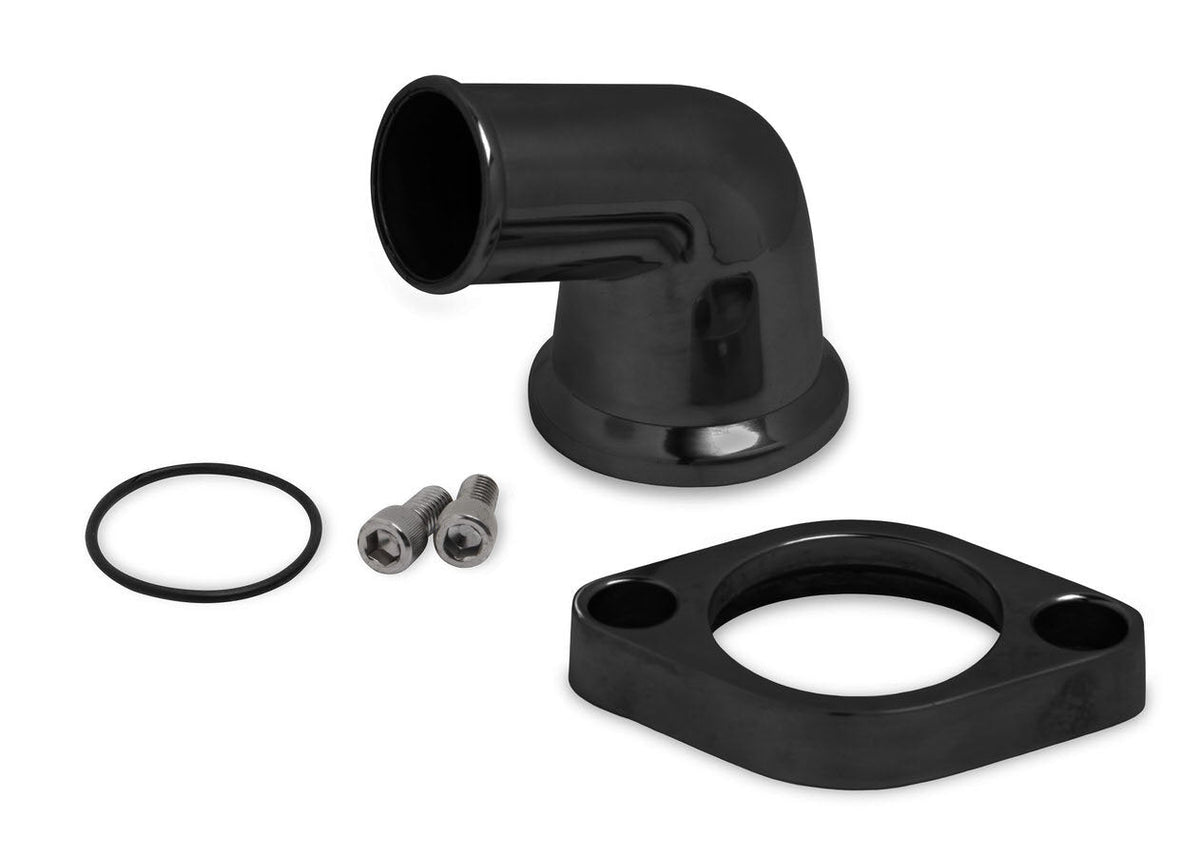 Weiand Alm. Water Outlet 15- Degree Swivel Black - 6255