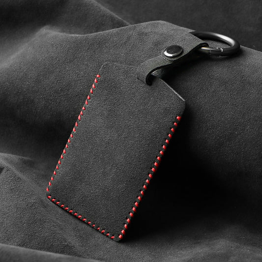 Tesery Alcantara Key Card Holder for Model 3/Y | Italian Material | Hook & Keychain | White Stitching