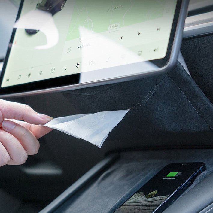 Tesery Alcantara Hidden Tissue Box for Tesla Model 3 & Model Y