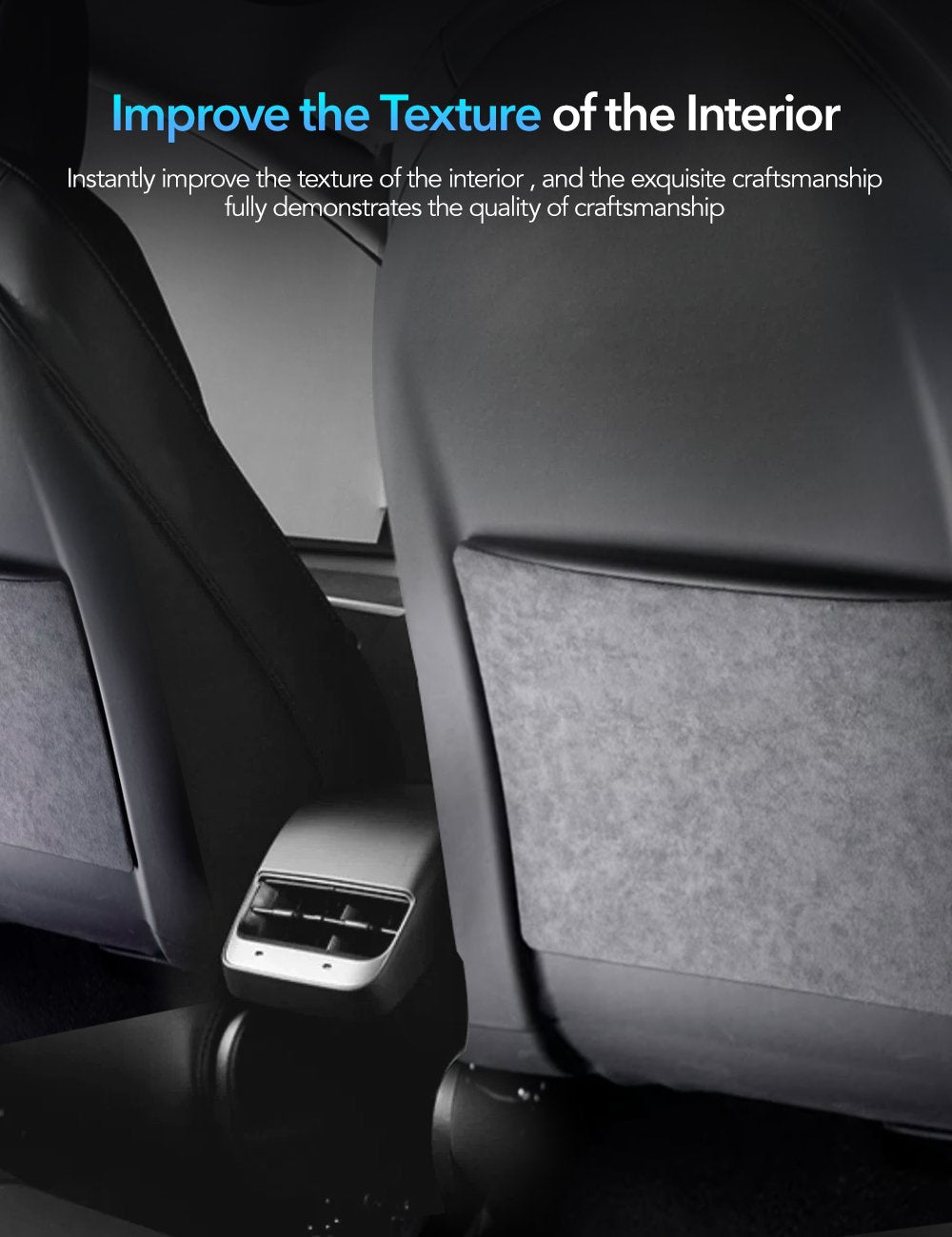 Tesery Alcantara Seat Back Protector for Model 3 Highland/Y Juniper | 2-Pack | Premium Comfort
