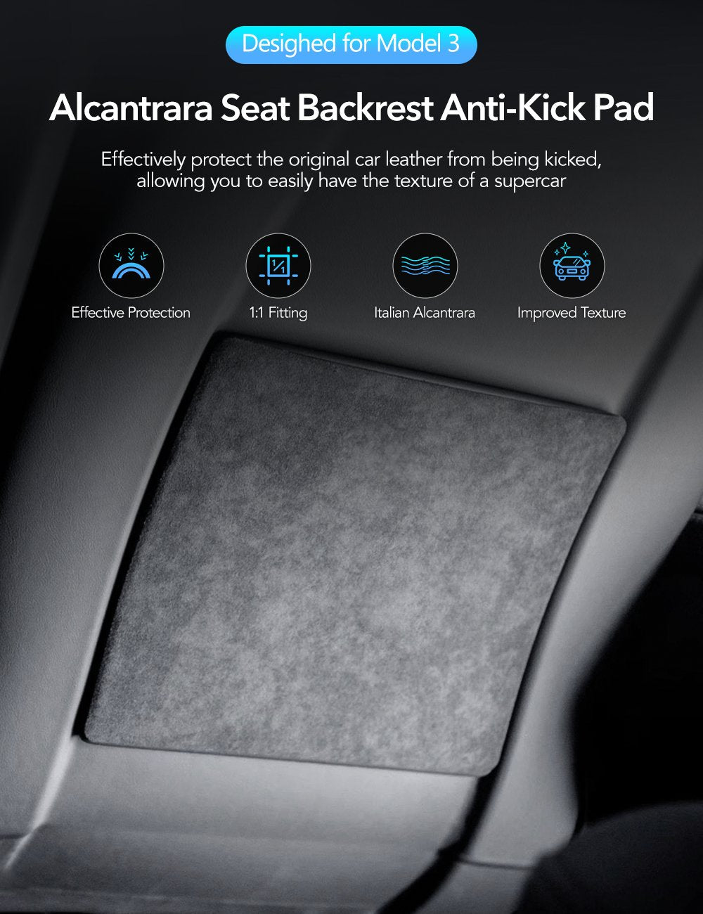 Tesery Alcantara Seat Back Protector for Model 3 Highland/Y Juniper | 2-Pack | Premium Comfort