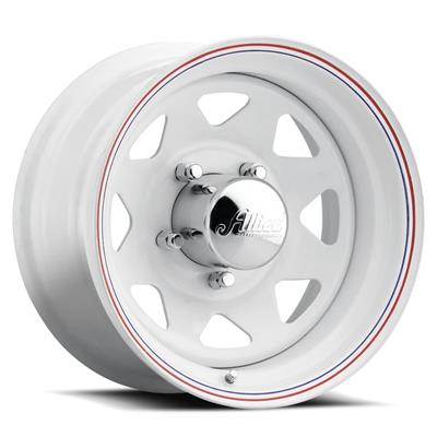 Allied Wheels Wheel, 8-Spoke, Steel, Gloss White, 15 in. x 7.0 in., 6 x 5.50 in. Bolt Circle, 3.75 - 8057060