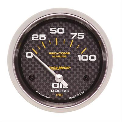 AutoMeter Auto Meter Marine Gauges, Pro-Comp Marine Carbon Fiber Analog, Oil Pressure, 0-100 psi, 2 5/8 in. - 20075940