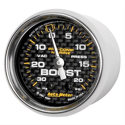 AutoMeter Auto Meter Marine Gauges, Pro-Comp Marine Carbon Fiber Analog Gauges, Boost/Vacuum, 30 in. Hg/20 - 20077440