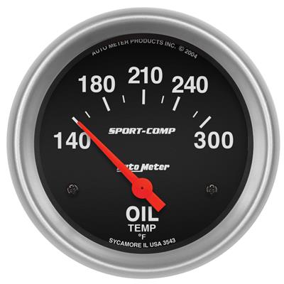 AutoMeter Gauge, Sport-Comp, Oil Temperature, 140-300 Degrees F, 2 5/8 in., Analog, Electrical, Each - 3543
