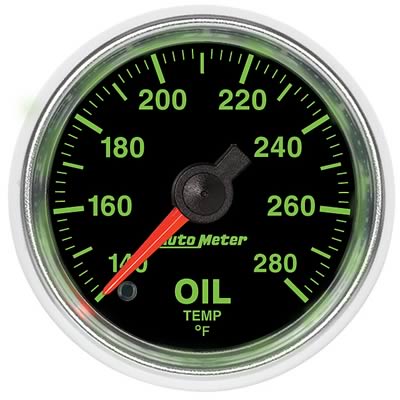 AutoMeter Gauge, GS, Oil Temperature, Full Sweep, 140-280 Degrees F, 2 1/16 in., Analog - 3856
