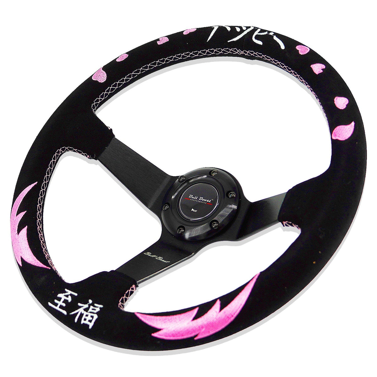 Bull Boost Bliss 350mm Steering Wheel + Short Hub Adapter Kit For Mazda Miata RX-7 RX-8 MX-3 MX-6