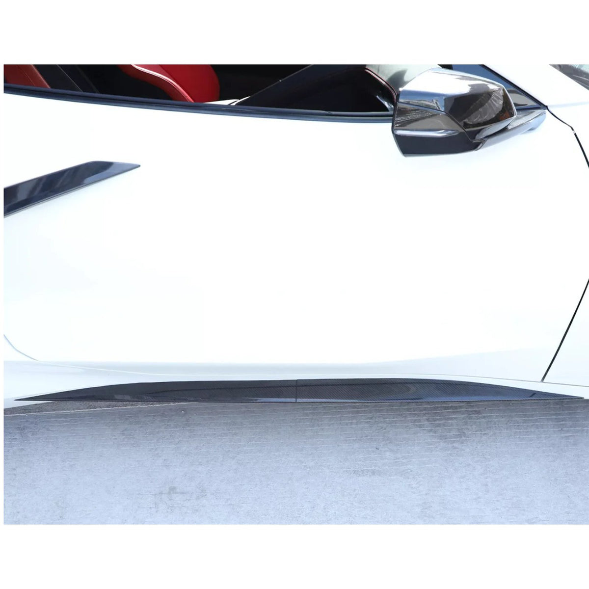 Bull Boost Carbon Fiber Side Skirt Trim Strip for Chevrolet Corvette C8 Stingray Coupe - image 3