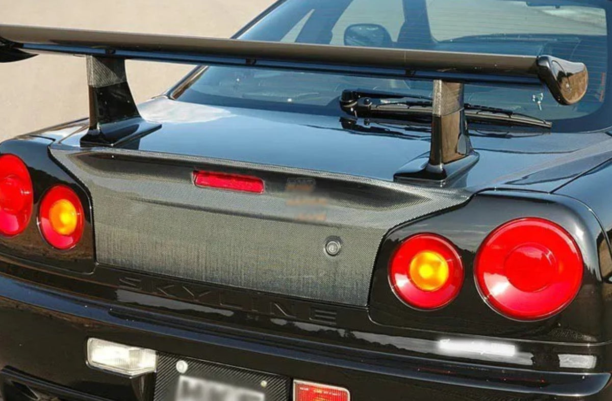 Bull Boost GTR Style Dry Carbon Fiber Rear Spoiler Wing for Nissan Skyline R34 GTR GTT GT - image 2
