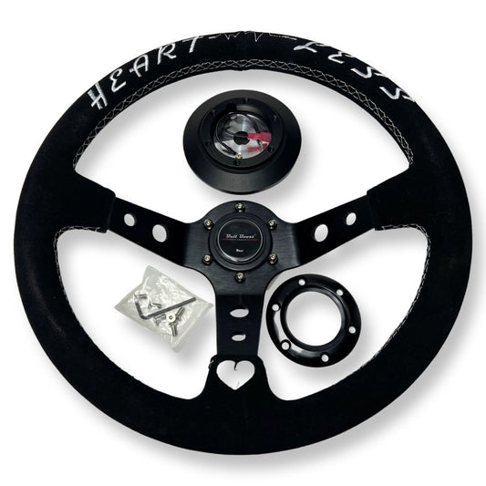 Bull Boost JDM Deep Dish Steering Wheel + Short Hub Adapter Kit For Honda Acura