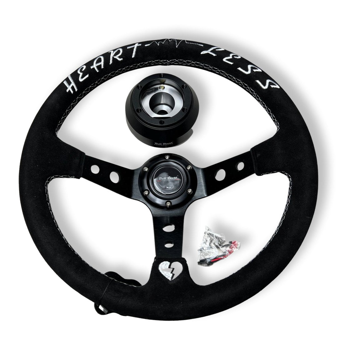 Bull Boost Suede Deep Dish Steering Wheel + Short Hub Adapter Kit For Toyota Camry Corolla - image 2