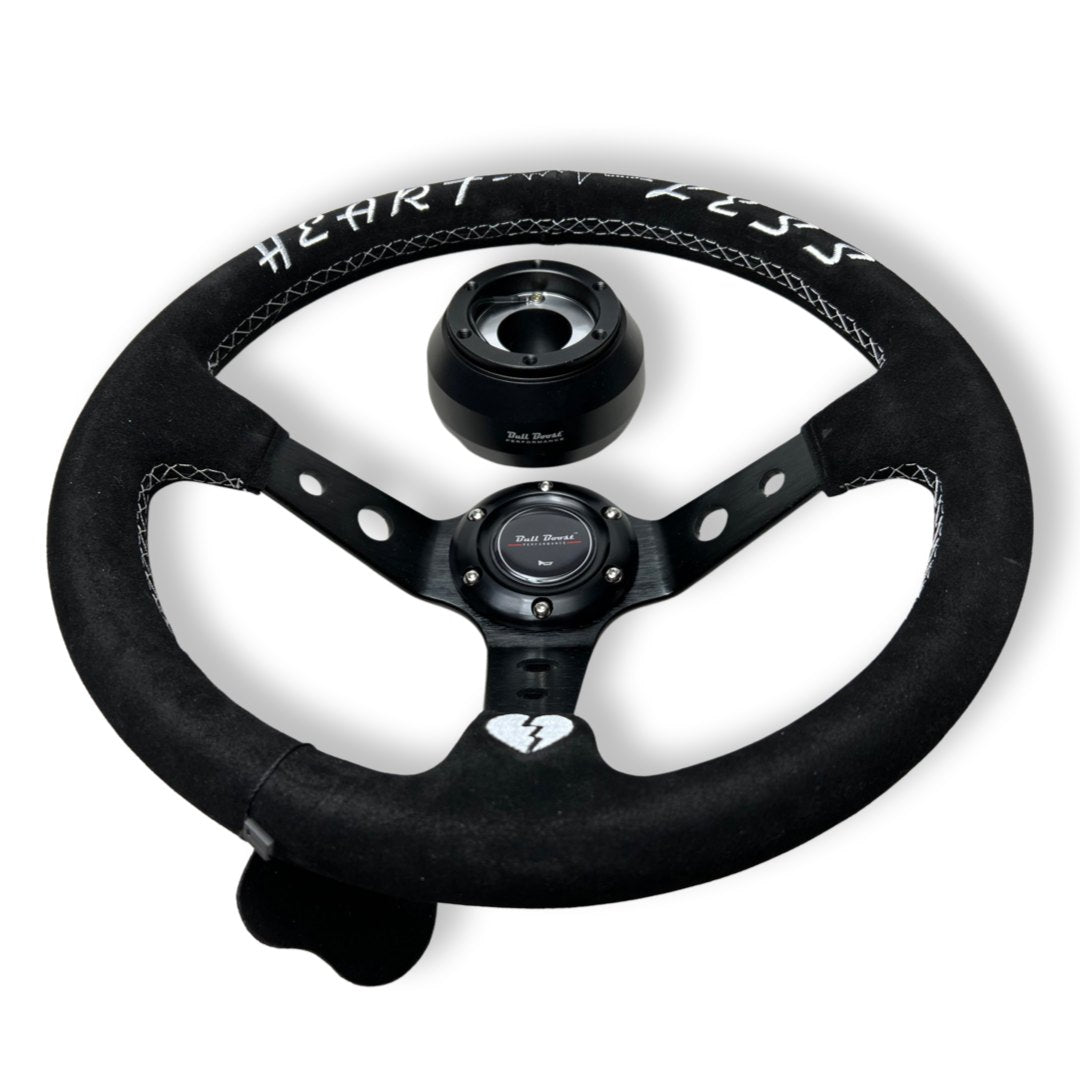 Bull Boost Suede Deep Dish Steering Wheel + Short Hub Adapter Kit For Toyota Camry Corolla