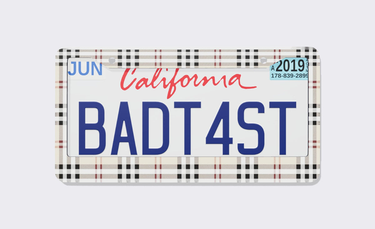 BRBY Luxury Plaid Pattern License Plate Frame