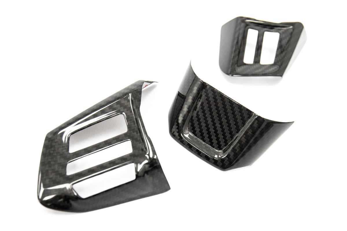 OLM Carbon Fiber Steering Wheel Covers - 2015 Subaru WRX / 2015 STI (MT)