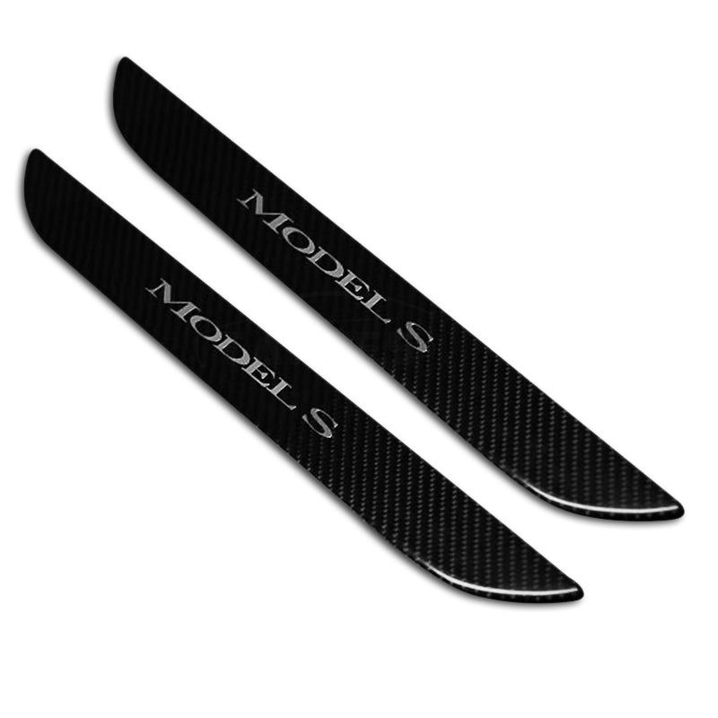 Tesery Carbon Fiber Textured Front Door Sill Protector for Tesla Model S 2016-2018
