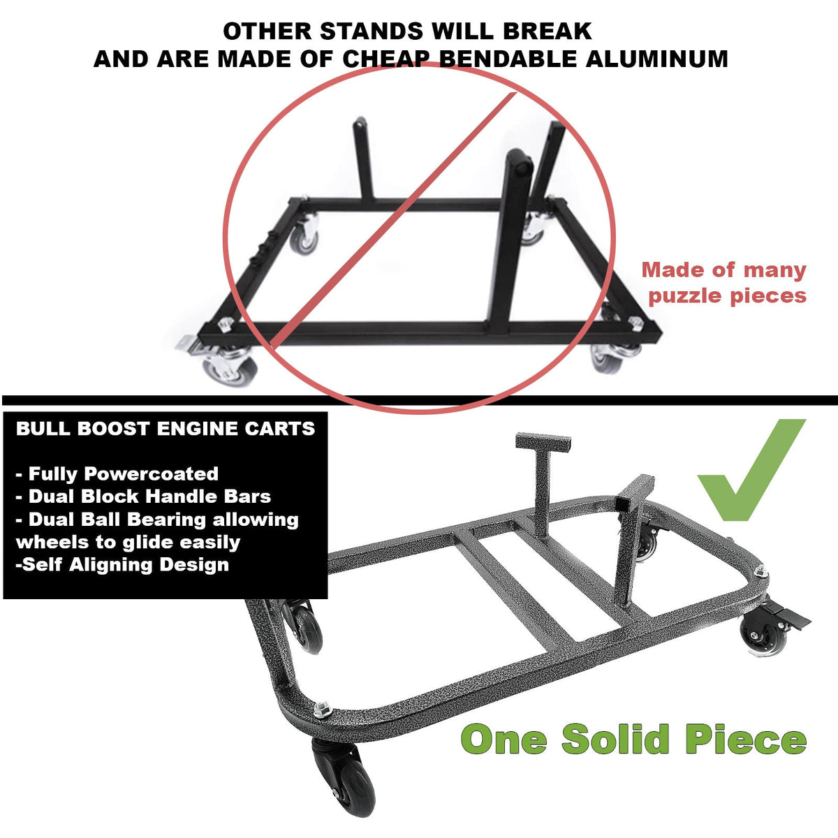 Bull Boost B Series B16 B18 B20 Engine Cradle Stand Cart Quick Block Handle Bars Casters
