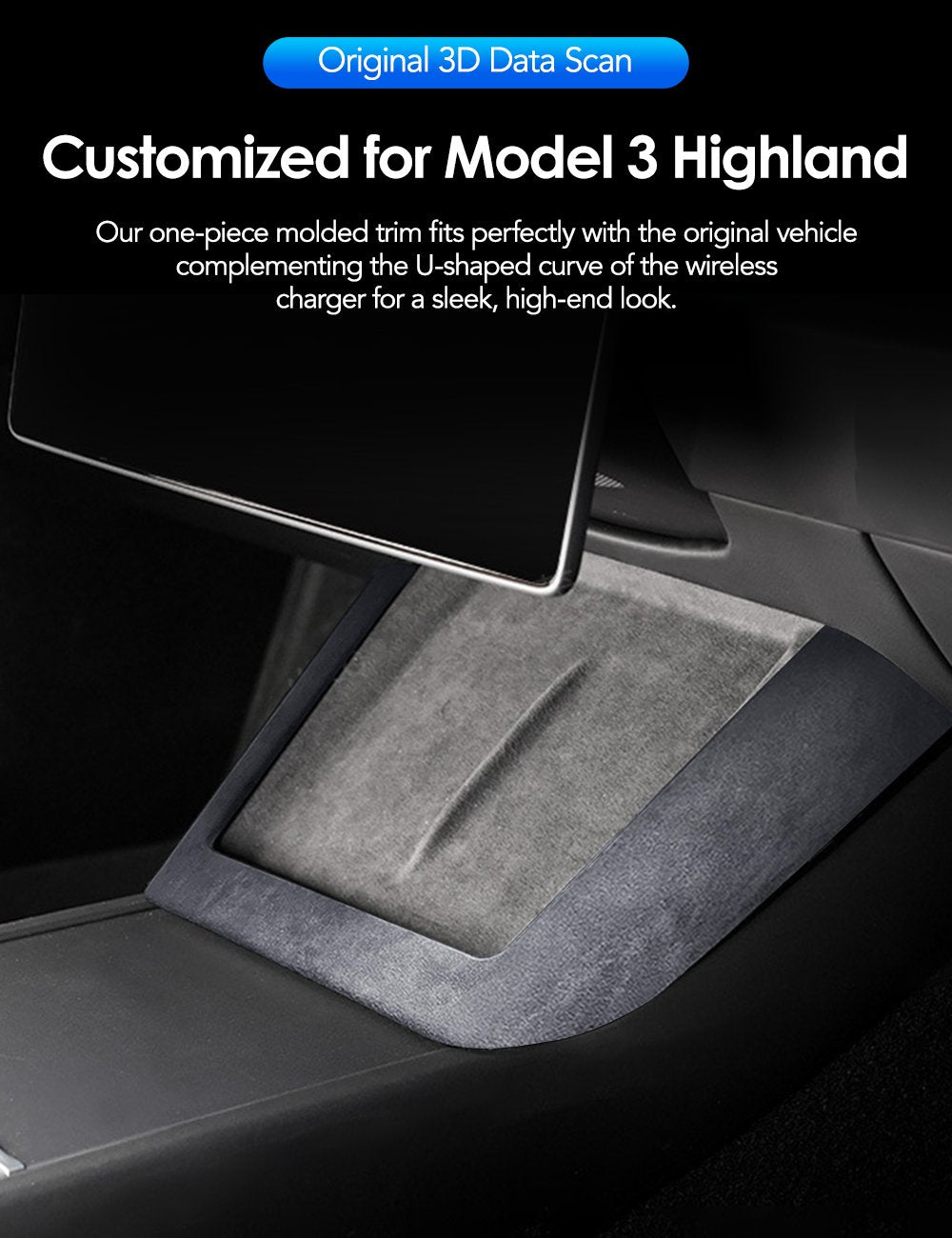 Tesery Center Console Wireless Charger Cover Trim for Model 3 Highland & Model Y Juniper