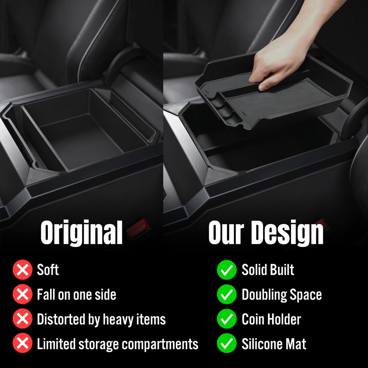 CyberGearco Tesla Cybertruck Center Console Organizer Storage Solution Set - image 2
