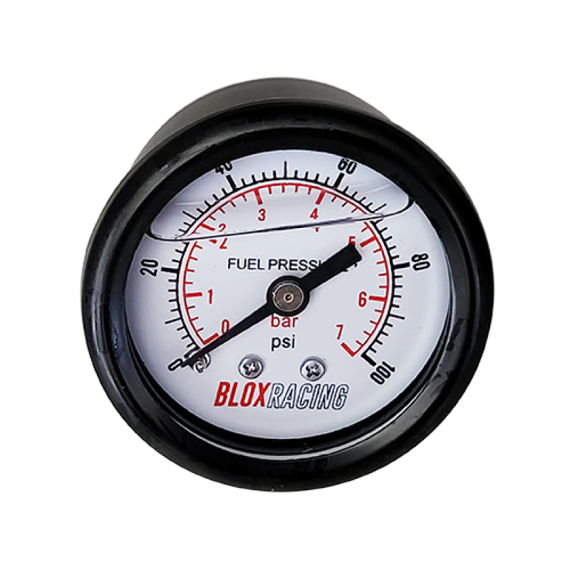 BLOX Racing Liquid-Filled Fuel Pressure Gauge 0-100psi (White Face) BXGA-00125-WH