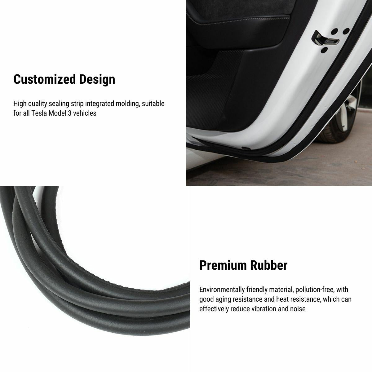 Tesery Door Rubber Sealing Strip Noise Reduction Kit for Tesla Model 3 Highland