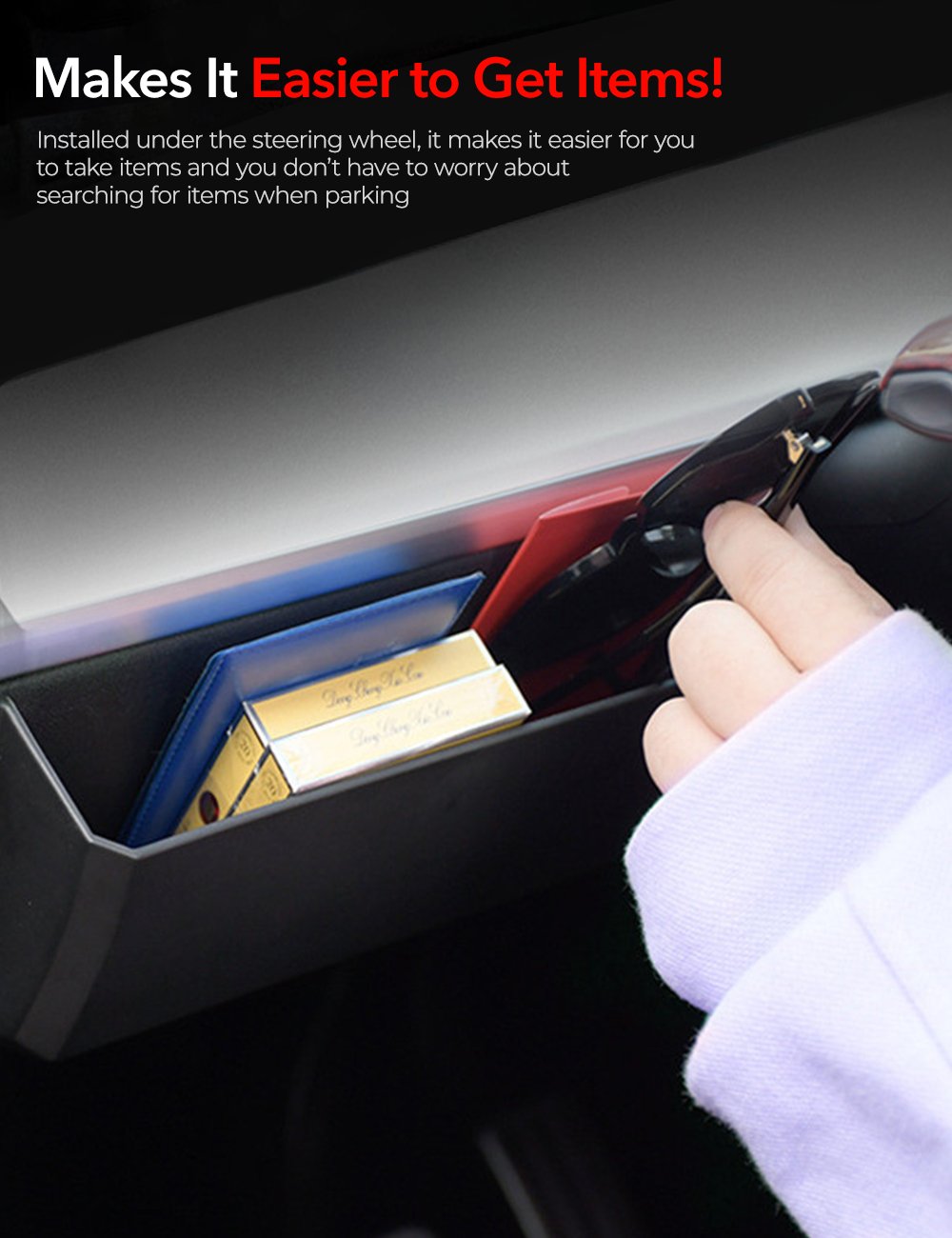 Tesery Driver Side Dash Panel Storage Box for Tesla Model Y/3