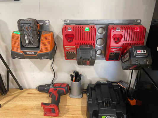 Elevate Metalcraft Double Charger Wall Mount Plate Milwaukee DeWalt Ridged For Van Truck Shop Contractor