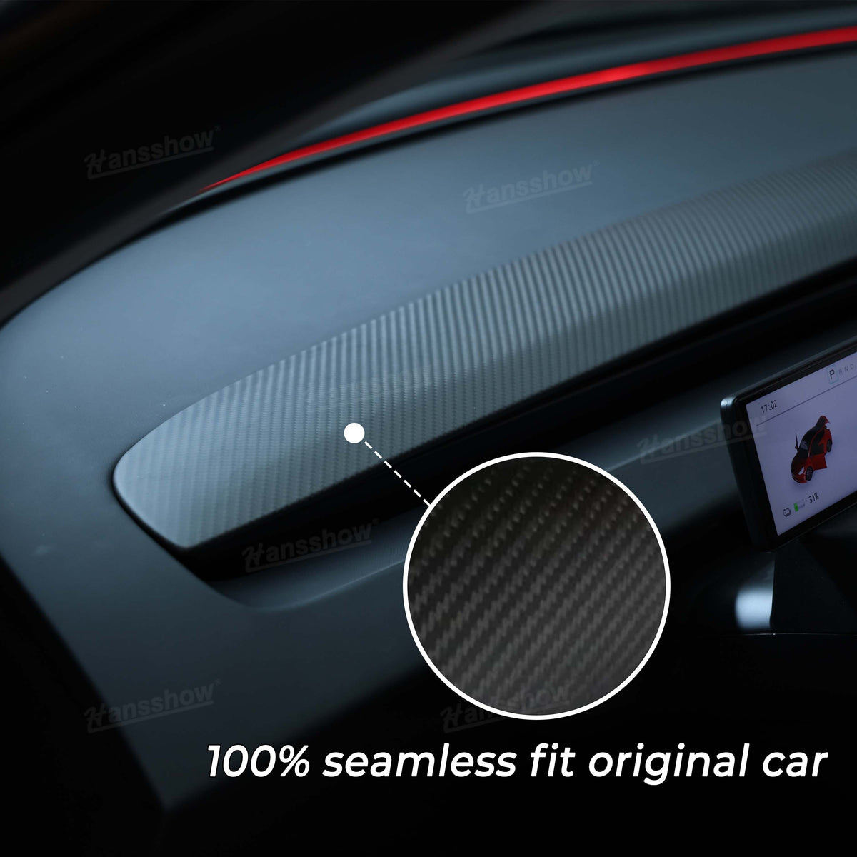 EV Bandit Tesla Dashboard Panel Trim Replacement In Real Carbon Fiber for Model 3 Highland & Y Juniper - image 2