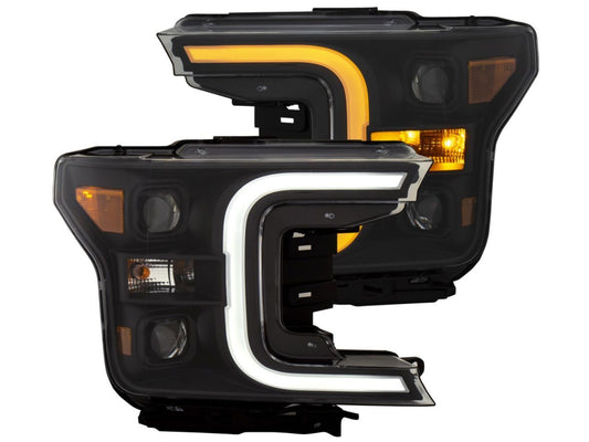 Anzo Ford F-150 18-19 Projector Plank Style Switchback H.L. Black Amber