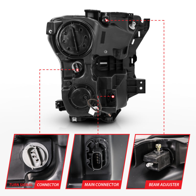 15-17 F-150 Halogen Projector Headlights, Black Switchback, Anzo 111357