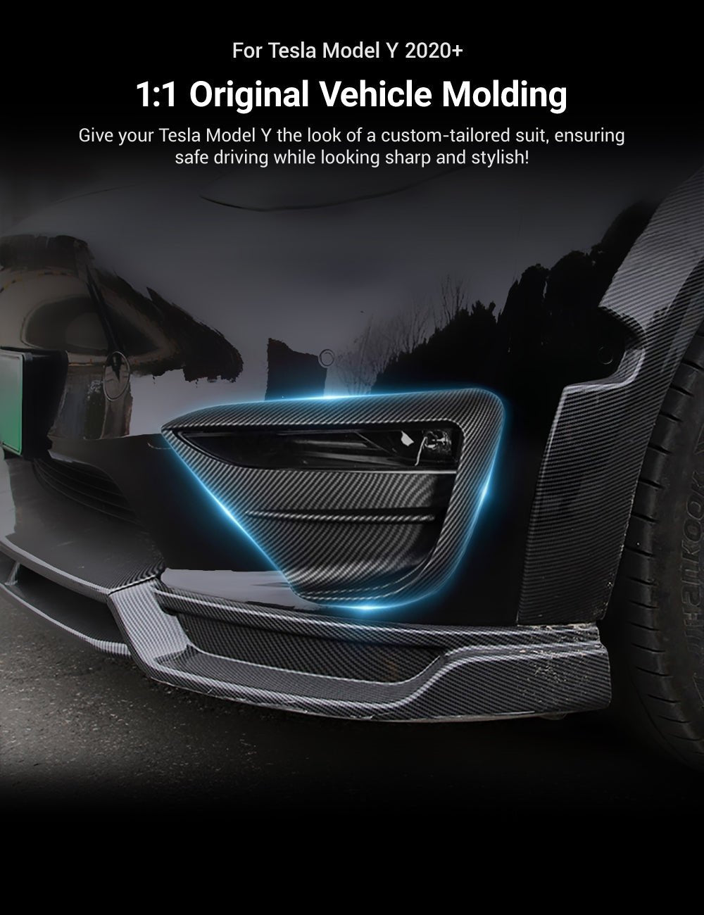 Tesery Fog Light Spoiler cover for Tesla Model Y