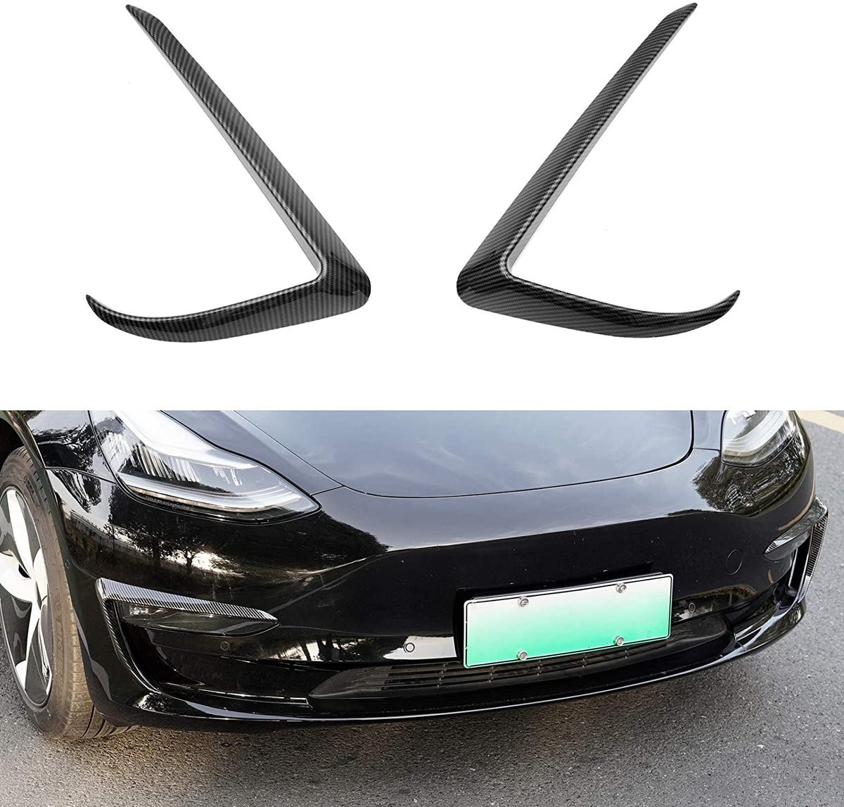 Tesery Front Fog Light Eyebrow Trim for Model 3/Y | 4 Finishes | 2-Pack