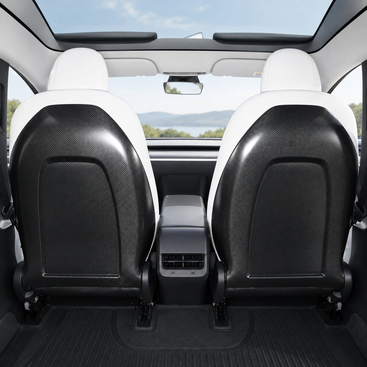 Tesery Full Back Seat Replacement for Model 3 / Y - Carbon Fiber Interior Mods
